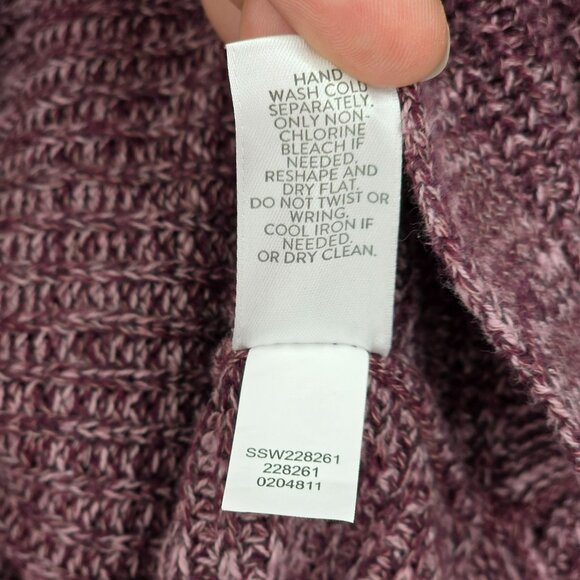 Pure Jill Sweater S Purple Red Heathered Step Hem Dolman Sleeve Open Knit Comfy - Picture 7 of 9
